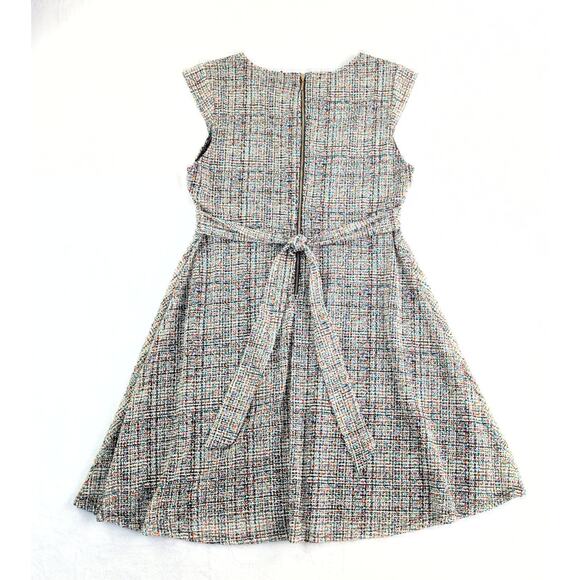 Papillon NWT Fit & Flare Twee Coquette Chevron Confetti Belted Dress Women's Med - Picture 8 of 8